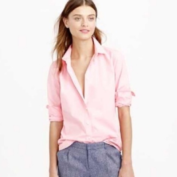 J Crew Haberdashery Pink Stripe Button 